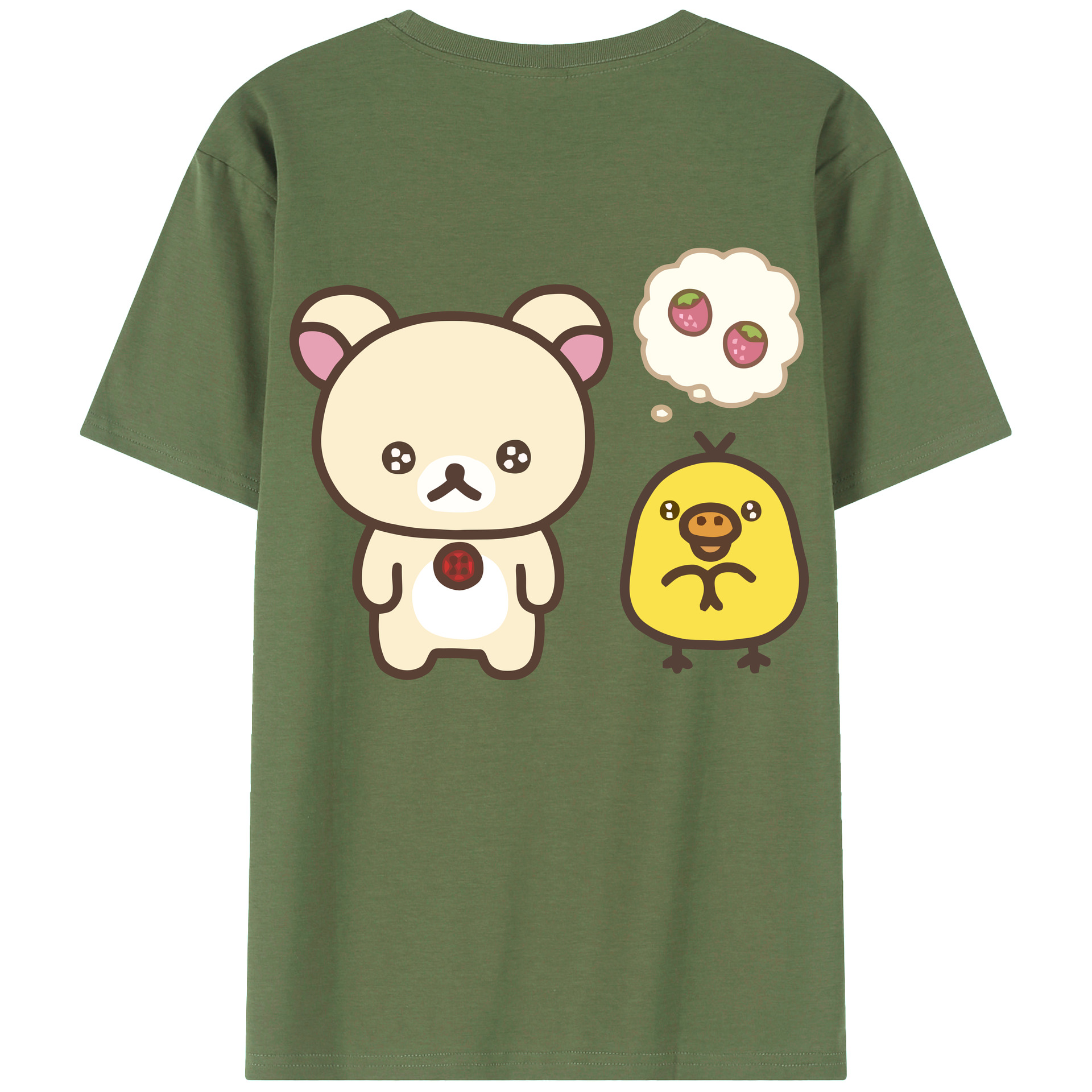 （画像用） リラックマ リラックマ キイロイトリ Rilakkuma Korilakkuma Kiiroitori 綿100％ メンズ半袖Tシャツ（バックプリント） 通気性